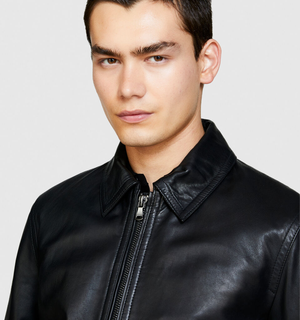 Leather jacket - men's jackets and coats - Black | Sisley image number 5